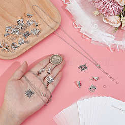 チアリーダーのネックレスをDIYするためのキット  合金ペンダントを含む  ディスプレイカード  包装袋  304ステンレススチール丸カン  真鍮のアズキチェーンネックレス  アンティークシルバー  17.5x16x3mm  穴：2mm&nbsp;DIY-PH0036-39