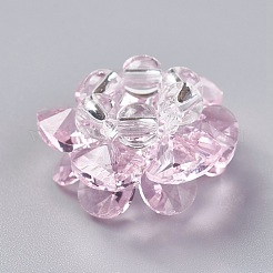 ガラス編みビーズ  クラスタビーズ  蓮  パールピンク  25~28x14mm  穴：5mm&nbsp;GLAA-F088-B20