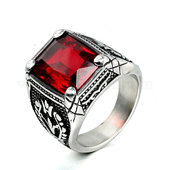 Bagues vintage sculptées pour homme en acier inoxydable 316L et zircon cubique&nbsp;FS-WG82D33-05