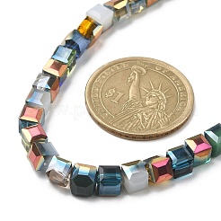 Ожерелье из стеклянных кубических бусин с застежками из нержавеющей стали 304 NJEW-JN04400