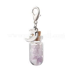 Pendentif décoratif en forme de bouteille à souhaits en verre avec éclats de pierres précieuses naturelles et synthétiques de chakra&nbsp;GG-CJBAB5