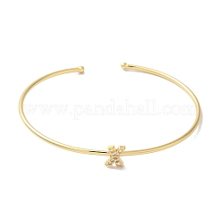 Браслеты на открытой манжете с прозрачным покрытием из латуни с микропаве и кубическим цирконием BJEW-A018-01G-X
