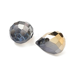 電気メッキガラスビーズ  多面カット  ティアドロップチャーム  トップ掘削  グレー  11x8mm  穴：1.2mm&nbsp;LS-GLAA-K062-01A-FR10