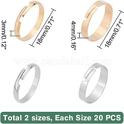 40 шт. 4 стиля 201 нержавеющая сталь простые регулируемые кольца для женщин STAS-UN0037-14