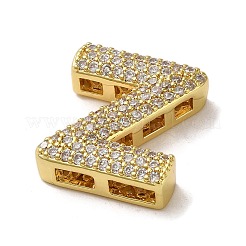真鍮ビーズ  カドミウムフリー＆鉛フリー  クリアキュービックジルコニア  文字Z  20x17x5.5mm  穴：4.5x2.5mm&nbsp;KK-D098-04Z-G