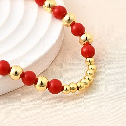 Абс имитация жемчуга круглые бусины эластичные браслеты для женщин BJEW-D317-12A-G