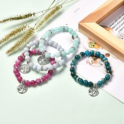 Braccialetto di pietre preziose miste naturali e sintetiche per le donne della ragazza&nbsp;BJEW-JB06725