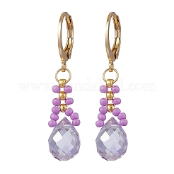 Серьги с заклепками из стеклянных бусин EJEW-MZ00398-05