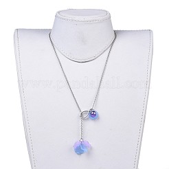 Colliers de lariat en acrylique pétale&nbsp;NJEW-JN02419-06