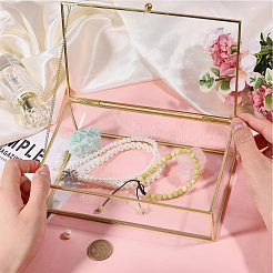Vitrines à bijoux en verre transparent avec cadre en métal&nbsp;AJEW-WH0410-465A-1
