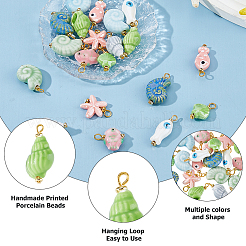 20 шт. 10 стиля фарфоровых подвесок ручной работы&nbsp;PALLOY-HS00033