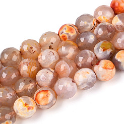 Brins de perles d'agate craquelées au feu naturel teintées et chauffées&nbsp;G-N359-01B-10