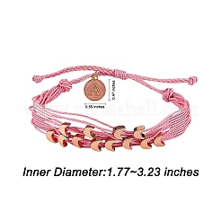 Braccialetto multicorda con lettera iniziale a charm&nbsp;BJEW-SW00042-01