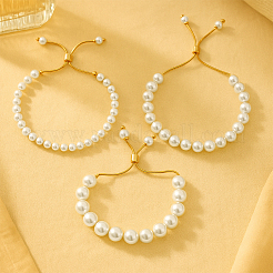 3шт. 3 стиля браслет-слайдер с ракушечным жемчугом и латунной цепочкой-змейкой&nbsp;BJEW-HY0001-07