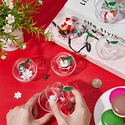 Рождественские прозрачные пластиковые подарочные коробки для хранения украшений в форме яблока с крышкой&nbsp;CON-WH0089-167A