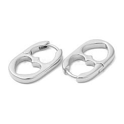 Стойка латунная овальная с серьгами-кольцами в форме сердца&nbsp;EJEW-D064-09P