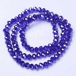 電気メッキガラスビーズセット  パール光沢メッキ  多面カット  ロンデル  ミディアムブルー  10x8mm  穴：1mm  約60~61個/連  46~48cm&nbsp;EGLA-A034-T10mm-A11
