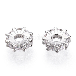 925 прозрачная бусина-прокладка из кубического циркония с родиевым покрытием и микропаве из серебра [925] пробы STER-T007-15P