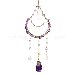 Подвески из лунного железа и натурального аметиста AJEW-Q143-09