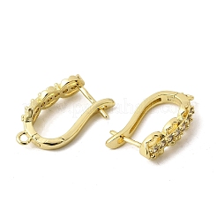 Плоские круглые латунные серьги-кольца с микропаве из прозрачных кубических цирконий.&nbsp;KK-A289-02G