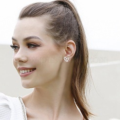 2 пара полых сердец с родиевым покрытием&nbsp;EJEW-BBC0001-33P