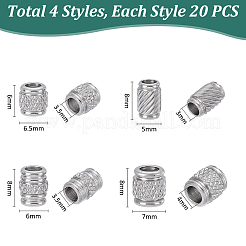 80 шт. 4 стиля бусин из нержавеющей стали 304 STAS-UN0063-69