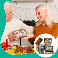 Складные креативные ящики из крафт-бумаги с прозрачным покрытием из ПВХ&nbsp;CON-WH0113-09D