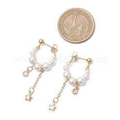 Серьги-кольца из нержавеющей стали 304 с круглыми звездчатыми жемчужинами EJEW-TA00633