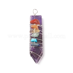 Gros pendentifs en pierre naturelle mélangée chakra&nbsp;PALLOY-JF01907