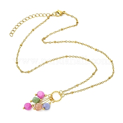 Collana da donna con ciondolo a nappa e perline di tormalina multicolore naturale a forma di dado&nbsp;NJEW-JN06450-01