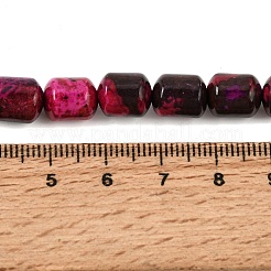 天然染色された白翡翠（模造チャロアイト）ビーズの連  コラム  サクランボ色  8~10x8mm  穴：0.9mm  約39個/連  15.24''（38.7センチメートル）&nbsp;GG-CBA0743-C02