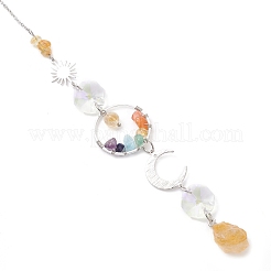 Natürliche gelbe Quarznuggets und hängende Sonnenfänger aus Glas&nbsp;HJEW-JM04489-03