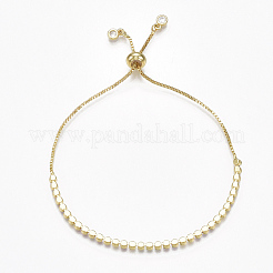 Регулируемые латунные браслеты-слайдеры из циркония (случайный смешанный цвет) BJEW-S141-02