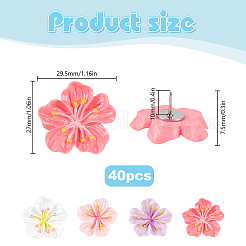40 шт. 4-х цветные смоляные кнопки для рисования цветов&nbsp;AJEW-DR00036