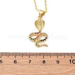 Латунные микропаве цветные кубические цирконии ожерелья с подвеской в виде змеи NJEW-S438-02H-G