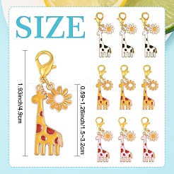 5 шт. подвеска из эмалевого сплава в виде жирафа HJEW-YW00094-01