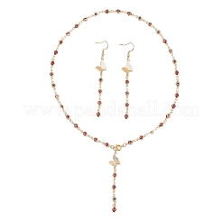 Комплекты из серег и ожерелий ручной работы с элементами лэмпворка от сглаза и латунной фурнитурой&nbsp;SJEW-JS01350-01