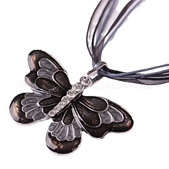 Ожерелья из вощеного шнура с подвеской в виде бабочки из сплава эмали и страз для женщин&nbsp;FS-WGA0605-05