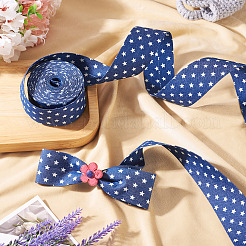 ポリエステルリボン  洋服アクセサリー  マリンブルー  スター  1-5/8インチ（40mm）&nbsp;OCOR-TAC0023-38C