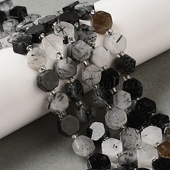 Naturale nero rutilato perle di quarzo fili&nbsp;G-P534-A04-02
