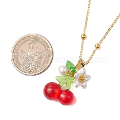 Ожерелья с подвесками из смоляных фруктов NJEW-JN05204-02