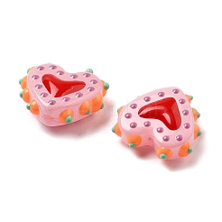 Запекаемые стеклянные бусины с рисунком в виде сердца&nbsp;LAMP-V001-07C