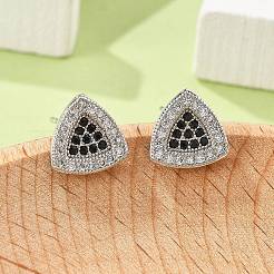 Серьги-гвоздики из латуни с микропаве из кубического циркония для женщин&nbsp;EJEW-G428-11P-03