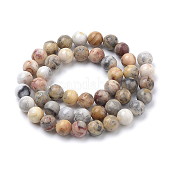Hebras de cuentas redondas de ágata de encaje loco natural&nbsp;X-G-E334-6mm-20