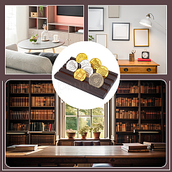 Деревянный держатель с 4 прорезью для памятной монеты ODIS-WH0038-91