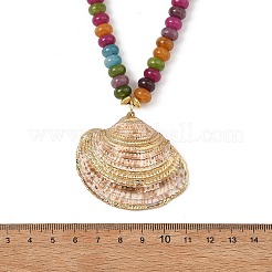 Pendentif en coquillage Saint-Jacques naturel plaqué électrolytique&nbsp;NJEW-JN06445-01