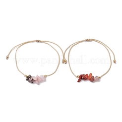 2 ensemble de bracelets tressés en perles de pierres précieuses mélangées naturelles de 2 styles&nbsp;BJEW-JB11035-01