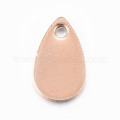 イオンプレーティング（ip）ステンレスチャーム  ティアドロップ  空白タグのスタンプ  ローズゴールド  10x6x0.6mm  穴：1.2mm&nbsp;X-STAS-L211-02B-RG