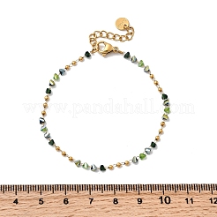 Браслеты-цепочки из нержавеющей стали 304 со стеклянными бусинами для женщин&nbsp;BJEW-K237-24G