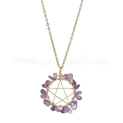 Ожерелья с подвесками из натуральных и синтетических драгоценных камней NJEW-JN04643